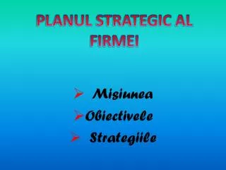 misiunea obiectivele strategiile