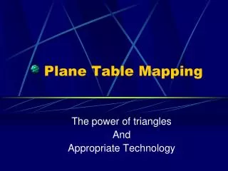 Plane Table Mapping