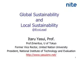 Global Sustainability and Local Sustainability @ EcoLead