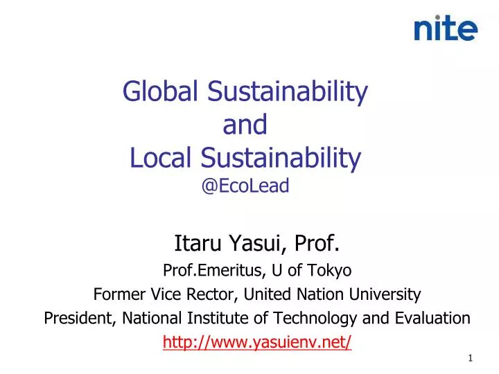 global sustainability and local sustainability @ ecolead