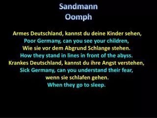 Armes Deutschland, kannst du deine Kinder sehen, Poor Germany, can you see your children,