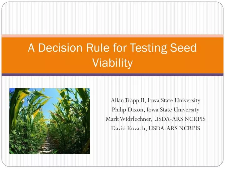 a decision rule for testing seed viability