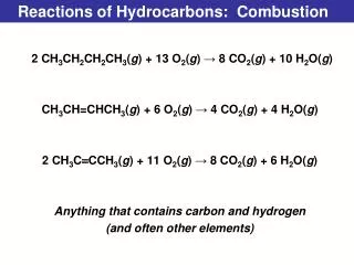 Reactions of Hydrocarbons: Combustion