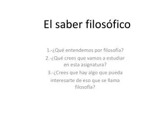 el saber filos fico