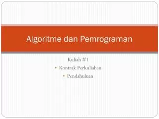 Algoritme dan Pemrograman