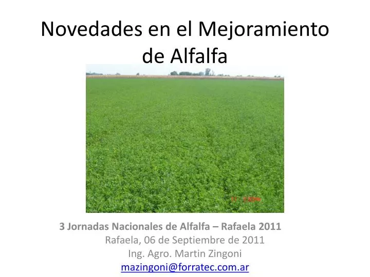 novedades en el mejoramiento de alfalfa