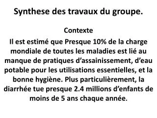 synthese des travaux du groupe