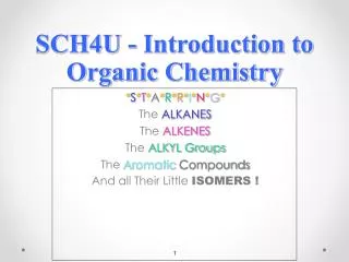 SCH4U - Introduction to Organic Chemistry