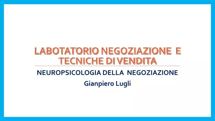 labotatorio negoziazione e tecniche di vendita