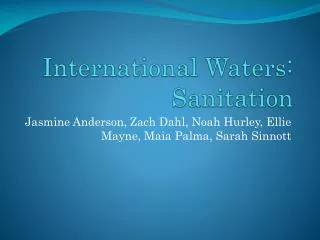 International Waters: Sanitation