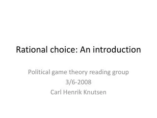 Rational choice: An introduction