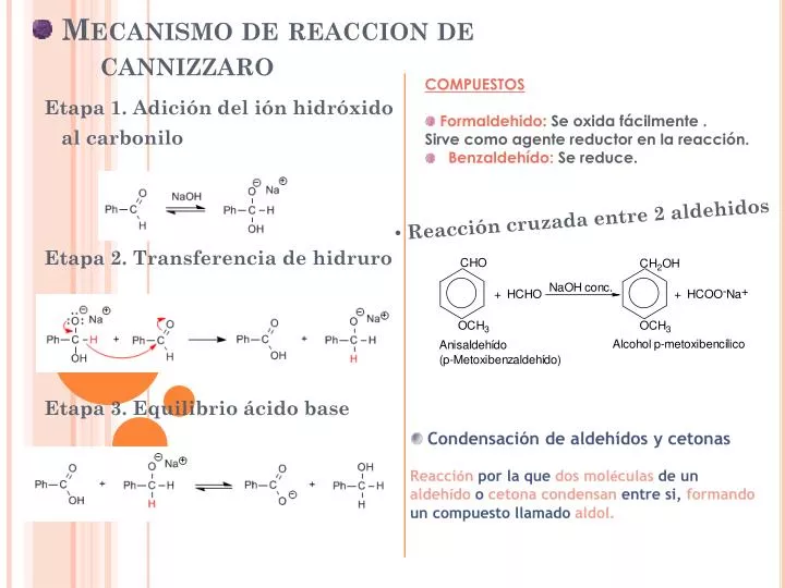 mecanismo de reaccion de cannizzaro