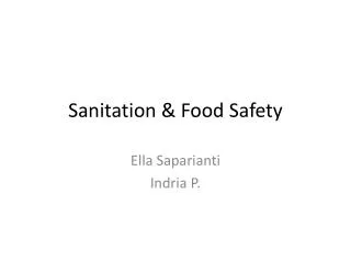 Sanitation &amp; Food Safety