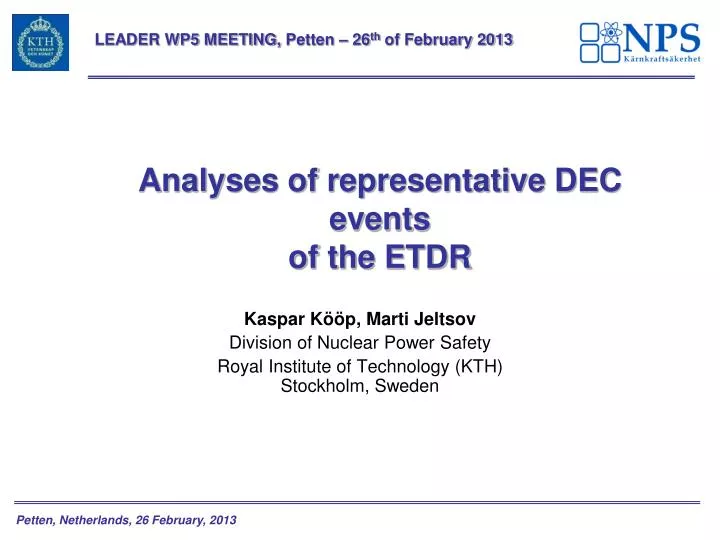 analyses of representative dec events of the etdr
