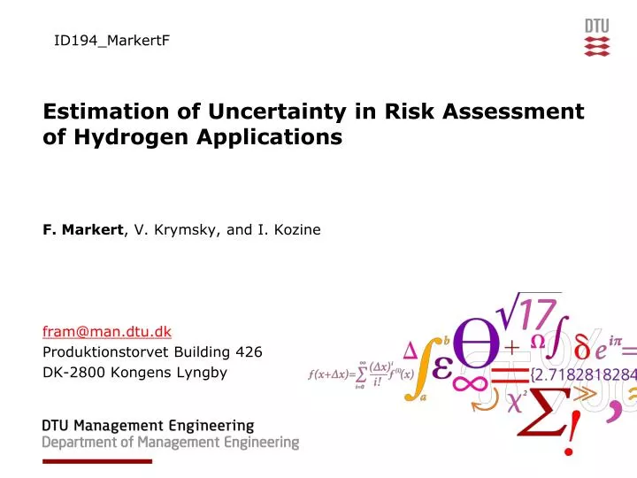 estimation of uncertainty in risk assessment of hydrogen applications