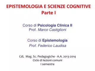 epistemologia e scienze cognitive parte i