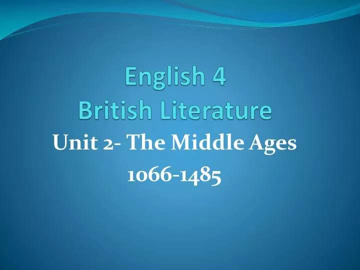 english 4 british literature