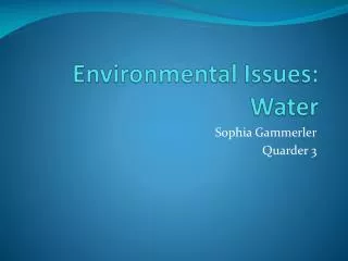 Environmental Issues: Water