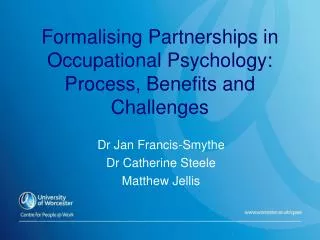 Formalising Partnerships in Occupational Psychology: Process, Benefits and Challenges