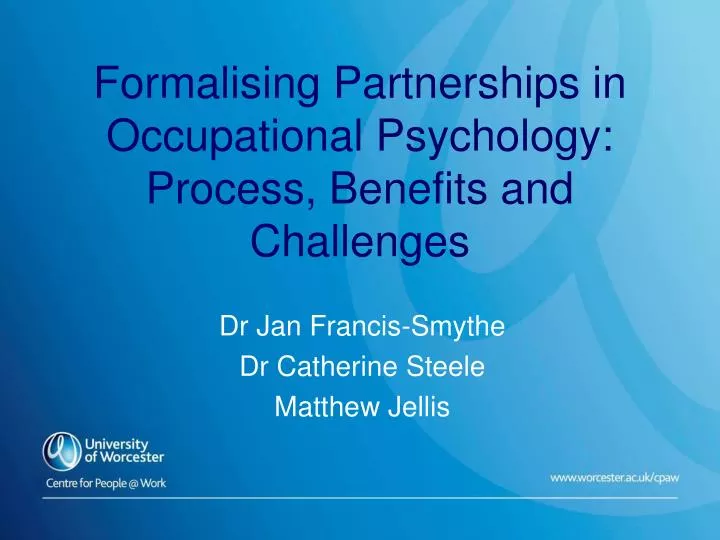 formalising partnerships in occupational psychology process benefits and challenges