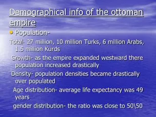 Demographical info of the ottoman empire