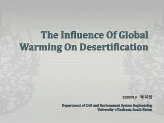 The Influence Of Global Warming On Desertification