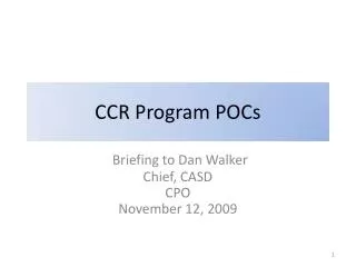 CCR Program POCs