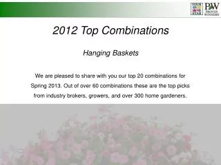 2012 Top Combinations Hanging Baskets