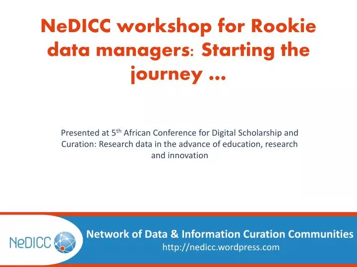 nedicc workshop for rookie data managers starting the journey