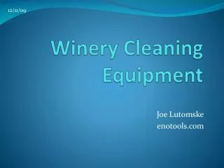 Winery Cleaning Equipment
