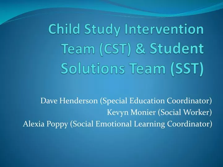 child study intervention team cst student solutions team sst