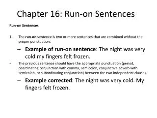 Chapter 16: Run-on Sentences