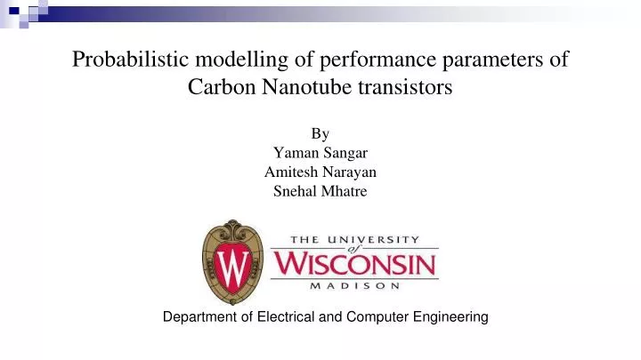 probabilistic modelling of performance parameters of carbon nanotube transistors