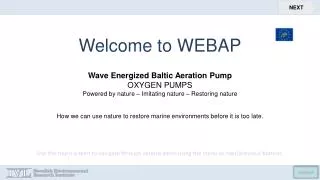 Welcome to WEBAP Wave Energized Baltic Aeration Pump OXYGEN PUMPS