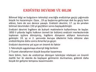 end stri devrimi ve bilim