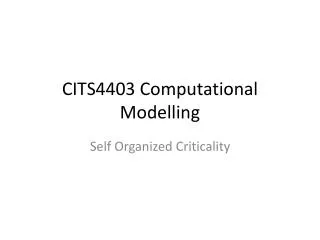 CITS4403 Computational Modelling