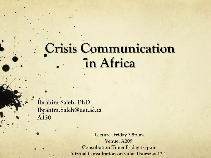crisis communication in africa