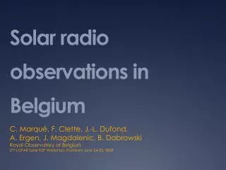 Solar radio observations in Belgium