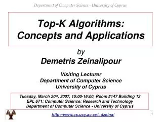 Top-K Algorithms: Concepts and Applications