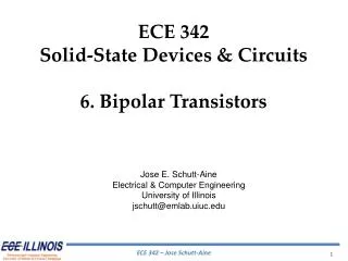 ECE 342 Solid-State Devices &amp; Circuits 6. Bipolar Transistors