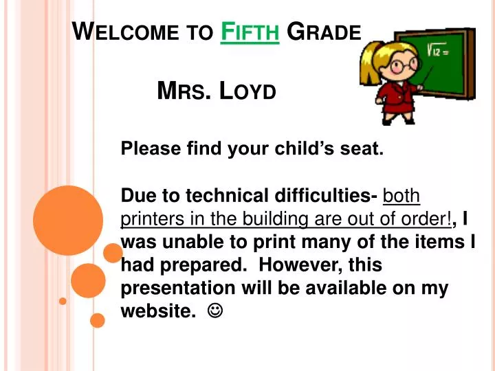 welcome to fifth grade mrs loyd