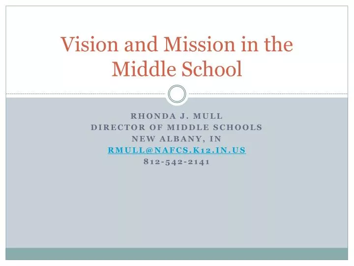 vision and mission in the middle school