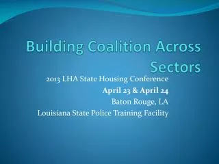 Building Coalition Across Sectors