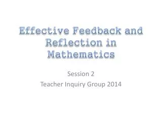 effective feedback and reflection in mathematics
