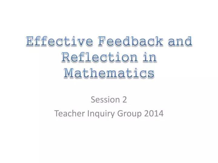 effective feedback and reflection in mathematics