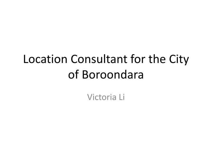 location consultant for the city of boroondara