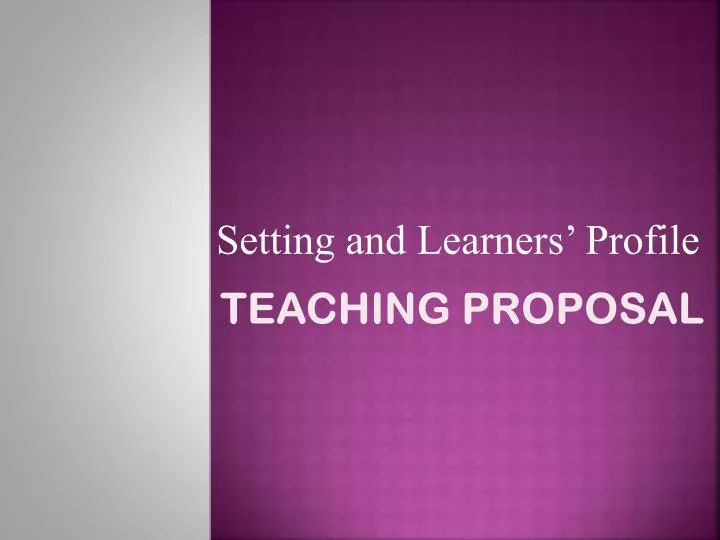 teaching proposal
