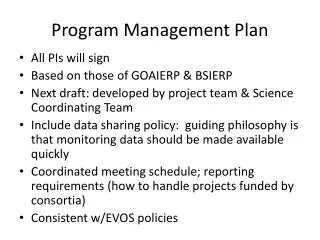 Program Management Plan