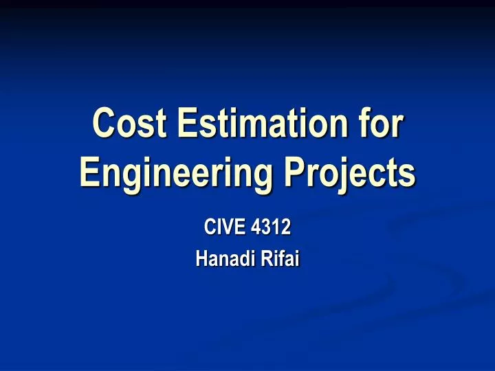 cost estimation for engineering projects