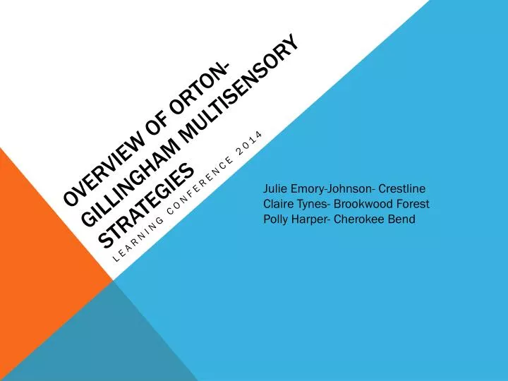 overview of orton gillingham multisensory strategies